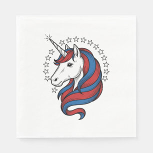 Serviette En Papier Licorne Patriotique Gravure Vintage Design Vectori