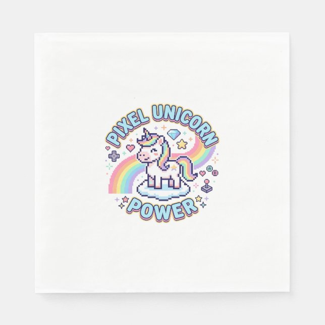 Serviette En Papier Licorne Pixel Licorne Puissance Conception Graphiq (Devant)