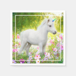 Serviette En Papier Licorne Poney Blanc