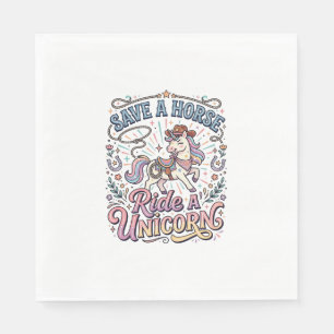 Serviette En Papier Licorne Sauve un Cheval Monte une Licorne Impressi