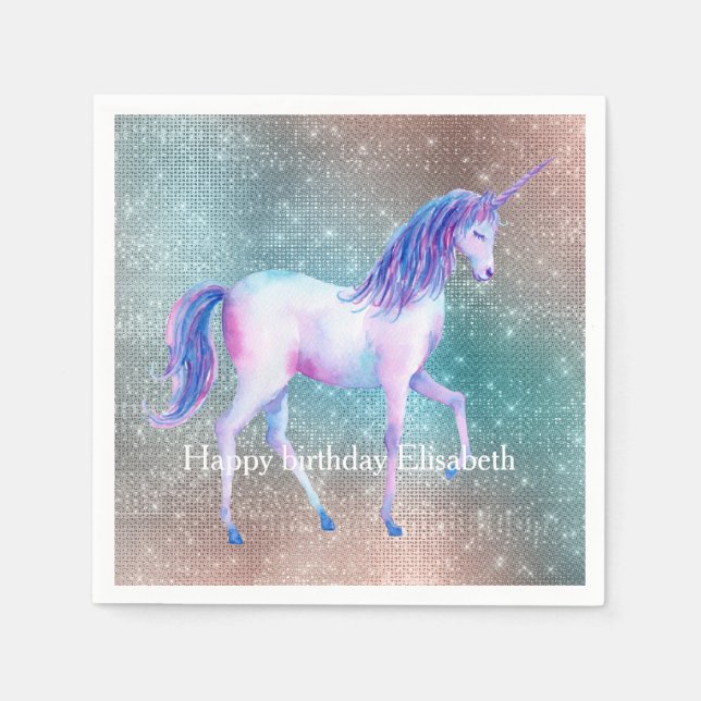 Serviette En Papier Licorne scintillante (Devant)