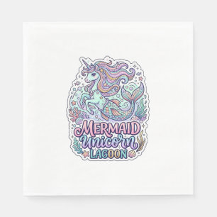 Serviette En Papier Licorne Sirène Licorne Lagune Conception Graphique