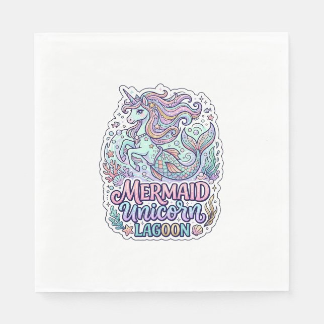 Serviette En Papier Licorne Sirène Licorne Lagune Conception Graphique (Devant)
