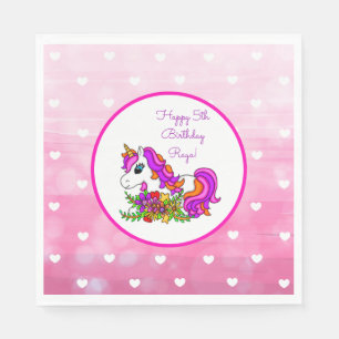 Serviette En Papier Licorne Violette Personnalisée Joyeux Anniversaire