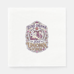 Serviette En Papier Licorne Zéro Drame Juste Licorne Vibes Élégant Bla