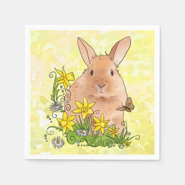 Serviette En Papier Lièvre de printemps (Devant)
