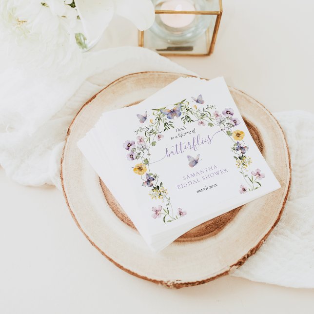 Serviette En Papier Lifetime de Papillon Violet Floral Fête de Mariage (Créateur téléchargé)