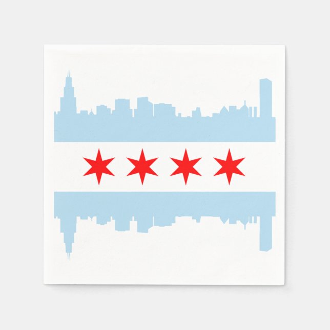 Serviette En Papier Ligne aérienne du drapeau de Chicago (Devant)