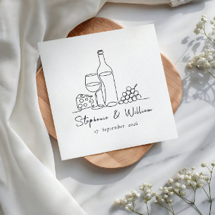 Serviette En Papier Ligne artistique de boisson vinicole esquisse Noms
