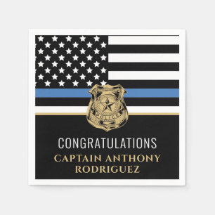 Serviette En Papier Ligne Bleue Mince Police Police Retraite