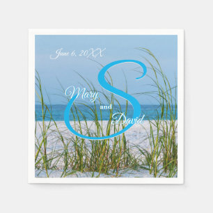 Serviette En Papier Ligne D'Avoine De Mer En Mariage De Sable Blanc