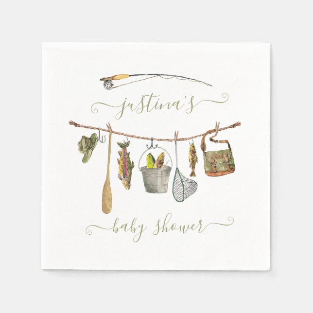 Serviette En Papier Ligne de Baby shower de rouleaux de pêche (Devant)