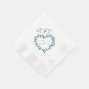 Serviette En Papier Ligne de Mistletoe mariage bleu blanc personnalisé