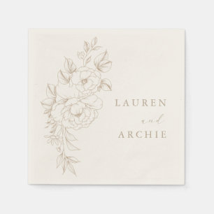 Serviette En Papier Ligne élégante Art Boho Floral Mariage Vintage