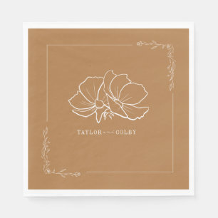 Serviette En Papier Ligne Floral Goldenrod Jaune Mariage