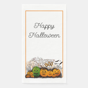 Serviette En Papier Ligne Jack-O-Lantern vers le haut