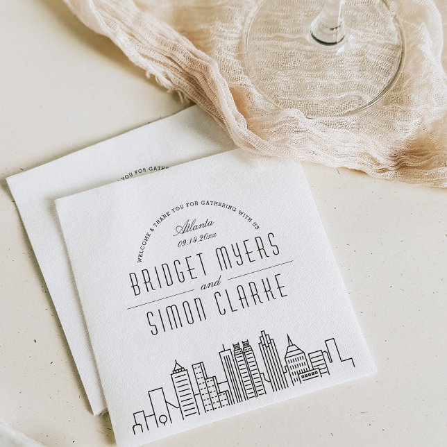 Serviette En Papier Ligne Skyline Atlanta Deco | Mariage Événement Nap (Créateur téléchargé)