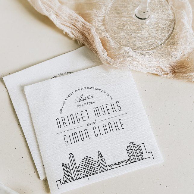 Serviette En Papier Ligne Skyline Austin Deco | Mariage, événement Nap (Créateur téléchargé)