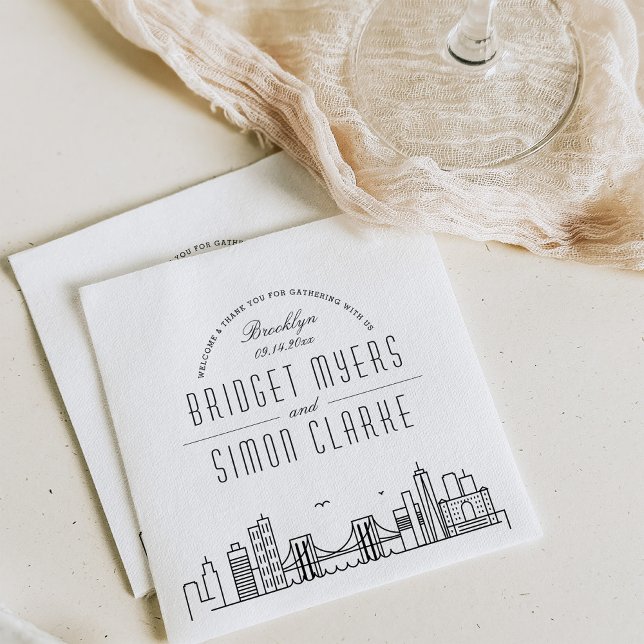 Serviette En Papier Ligne Skyline Brooklyn Deco | Mariage, événement N (Créateur téléchargé)