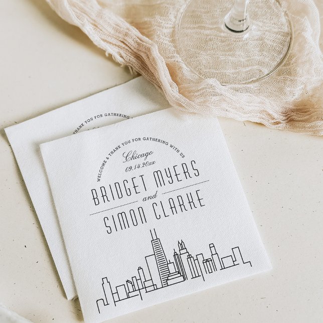 Serviette En Papier Ligne Skyline Chicago Deco | Mariage, événement Na (Créateur téléchargé)