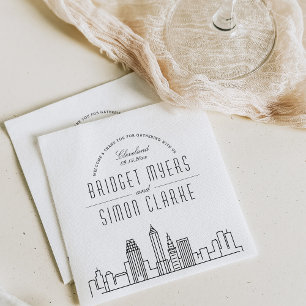 Serviette En Papier Ligne Skyline Cleveland Deco Mariage, événement