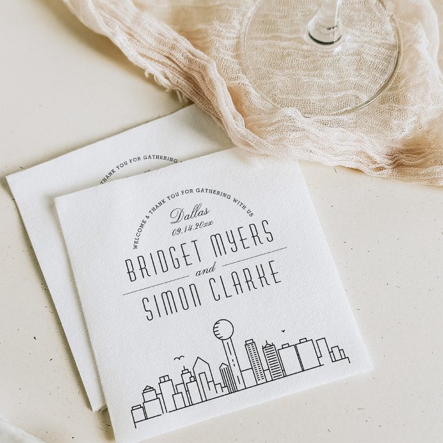 Serviette En Papier Ligne Skyline Dallas Deco | Mariage, événement Nap (Créateur téléchargé)