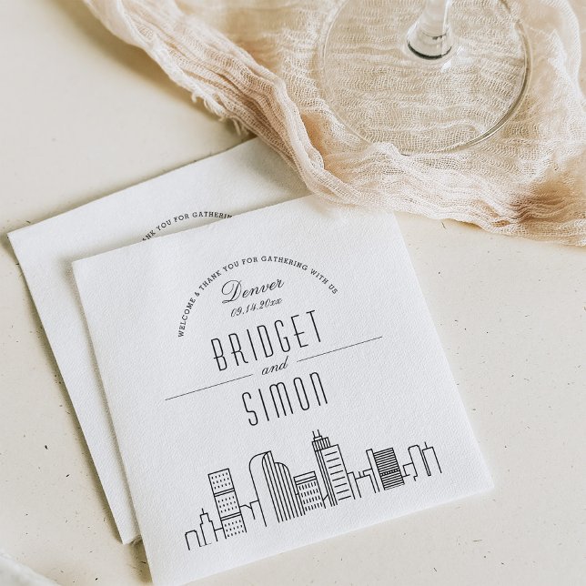 Serviette En Papier Ligne Skyline Denver Deco | Mariage, événement Nap (Créateur téléchargé)