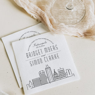 Serviette En Papier Ligne Skyline Indianapolis Deco   Mariage, événeme