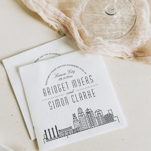 Serviette En Papier Ligne Skyline Kansas City Deco   Mariage, événemen