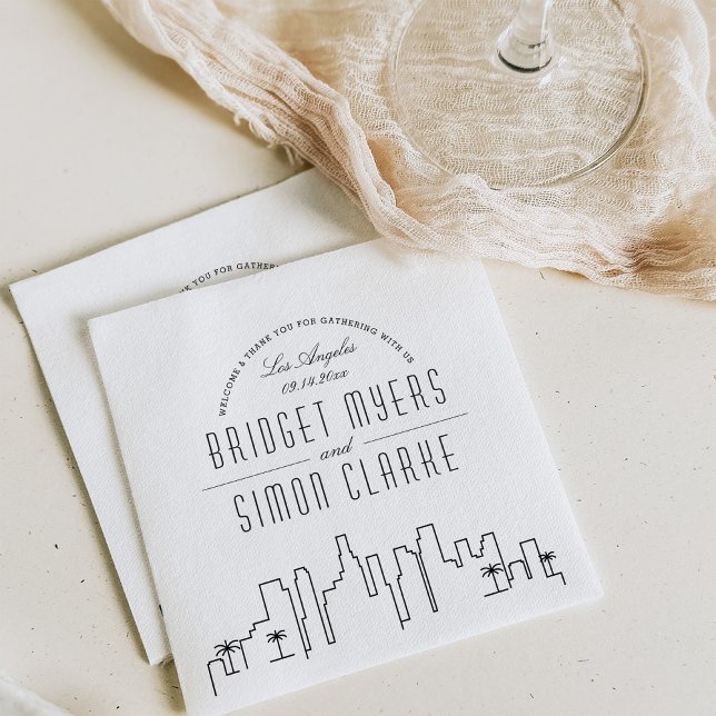 Serviette En Papier Ligne Skyline Los Angeles Deco | Mariage, événemen (Créateur téléchargé)