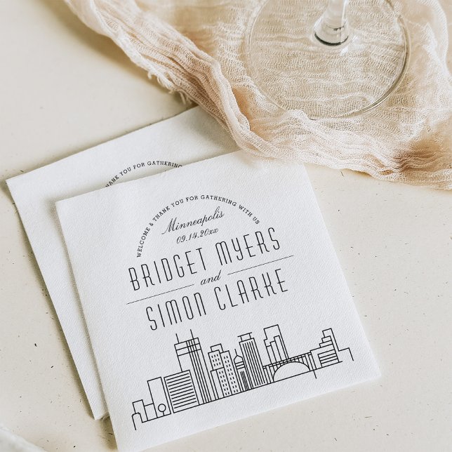 Serviette En Papier Ligne Skyline Minneapolis Deco | Mariage, événemen (Créateur téléchargé)