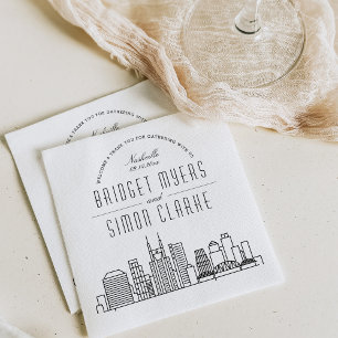 Serviette En Papier Ligne Skyline Nashville Deco Mariage Événement N