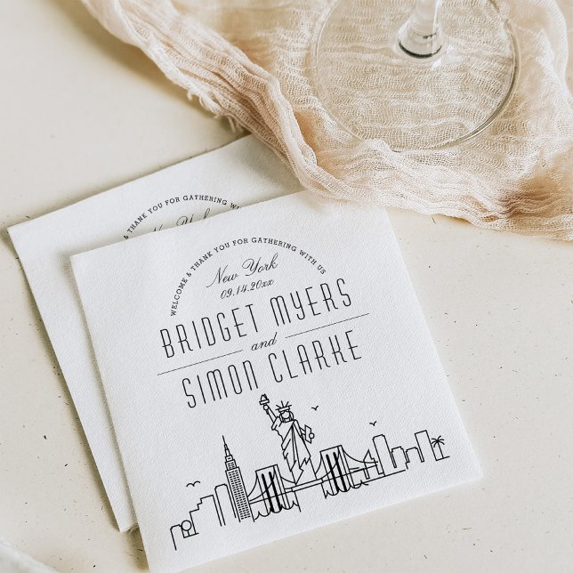 Serviette En Papier Ligne Skyline New York Déco | Mariage, événement N (Créateur téléchargé)
