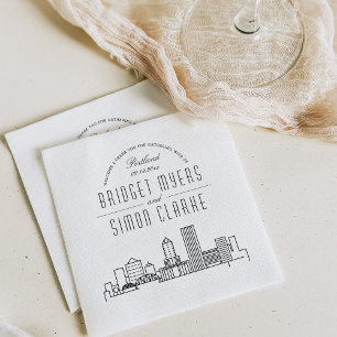 Serviette En Papier Ligne Skyline Portland Deco   Mariage, événement N