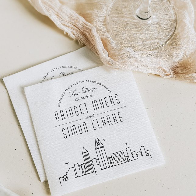 Serviette En Papier Ligne Skyline San Diego Deco | Mariage Événement N (Créateur téléchargé)