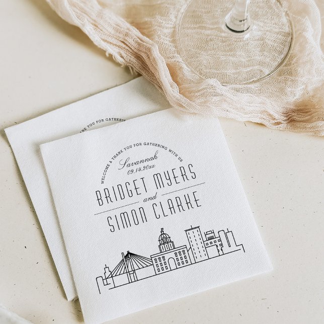 Serviette En Papier Ligne Skyline Savannah Deco | Événement Mariage (Créateur téléchargé)