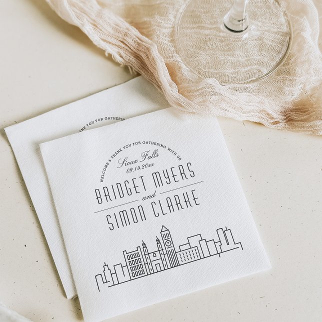 Serviette En Papier Ligne Skyline Sioux Falls Deco | Événement Mariage (Créateur téléchargé)