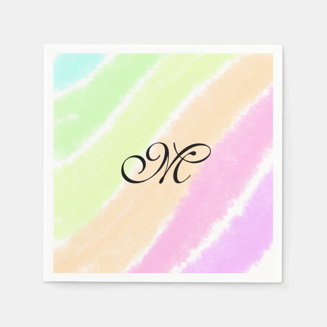 Serviette En Papier Lignes d'aquarelle stripe arc-en-ciel ajouter votr (Devant)