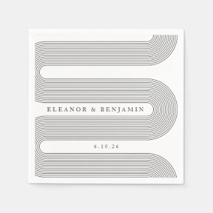 Serviette En Papier Lignes d'arche blanche élégantes personnalisées Ma