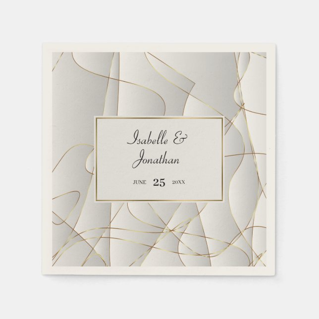Serviette En Papier Lignes de courbe dorée  (Devant)
