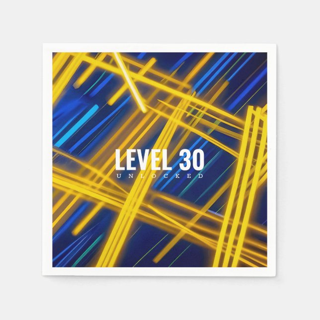 Serviette En Papier Lignes de lumière chaotique jaune cyan brillant (Devant)