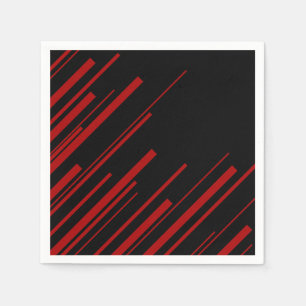 Serviette En Papier Lignes diagonales en rouge et noir