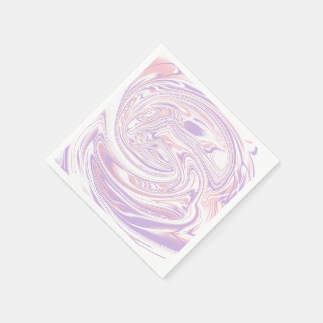 Serviette En Papier Lignes Modernes De Marbrage Liquéfié Rose Et Lilac (Coin)