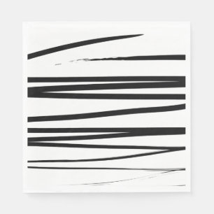 Serviette En Papier Lignes noires et blanches modernes Art Abstrait