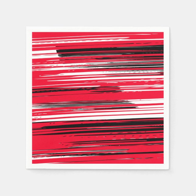 Serviette En Papier Lignes peintes à la main - rouge (Devant)