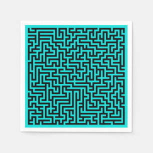 Serviette En Papier Lignes turquoise de Maze noir
