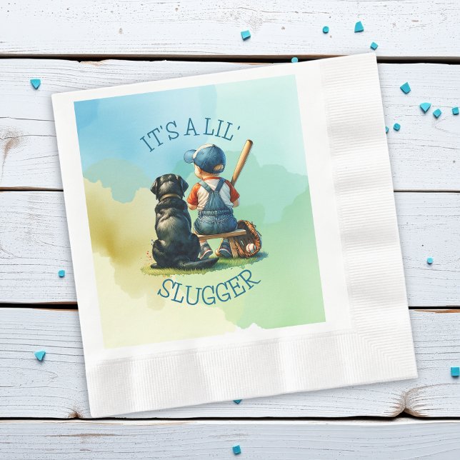 Serviette En Papier Lil' Slugger avec son chien | Le Baby shower du ga (Créateur téléchargé)