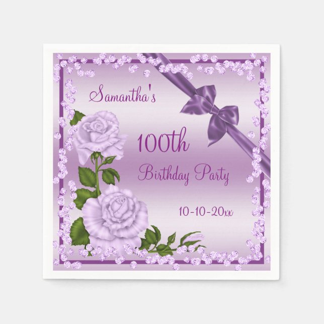 Serviette En Papier Lilac Blossom, Bows & Diamonds 100e (Devant)