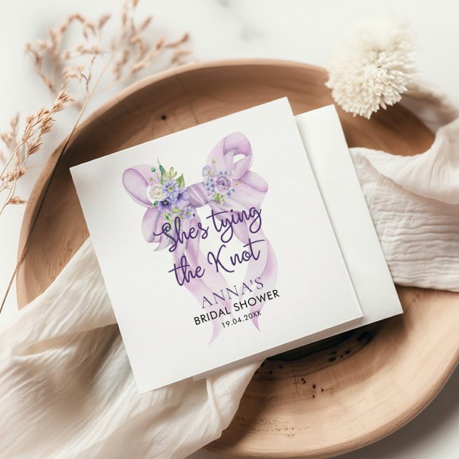 Serviette En Papier Lilac Bow Elle Noue le Nœud Lancement de Mariée (Créateur téléchargé)