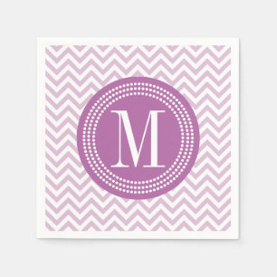 Serviette En Papier Lilac Chevron Zigzag Monogramme personnalisé